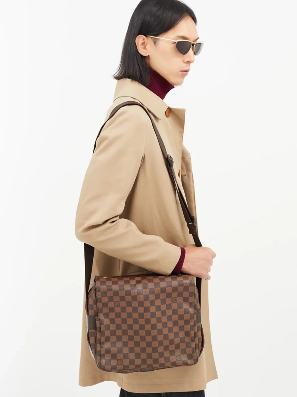 Pre -love Authentic Louis Vuitton Damier Ebene Naviglio Crossbody Bag